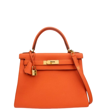 HM KELLY ORANGE SELLIER ROUGE EPSOM GOLD HARDWARE 28CM