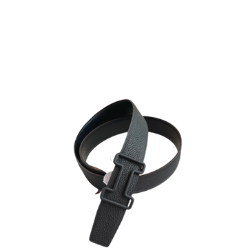 HM LEATHER BELT WITH H BUCKLE BLACK 38MM