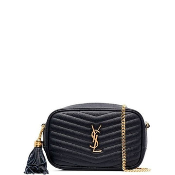 SAINT LAURENT LOU CAMERA BAG IN QUILTED LEATHER GOLD HARDWARE BLACK 18CM