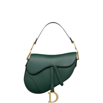 DIR SADDLE WITH STRAP GRAINED CALFSKIN GREEN