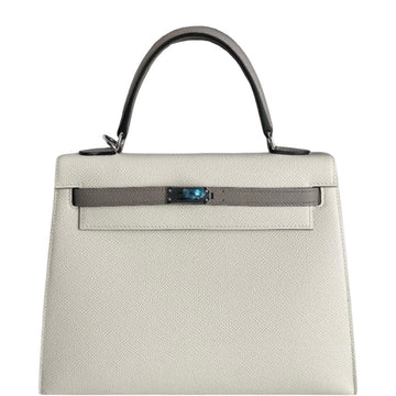 HM KELLY EPSOM CK10 CREAMY WHITE SILVER HARDWARE 25CM