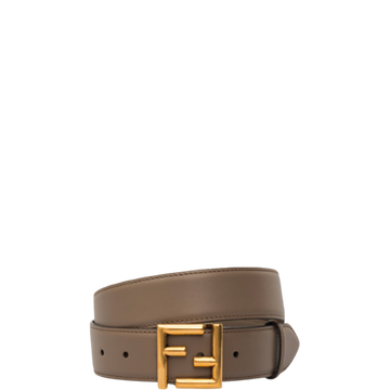 FD GREY LEATHER BELT WITH FD GOLD BUCKLE 40MM