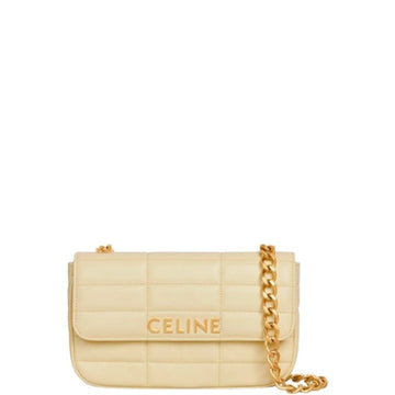 CE CHAIN SHOULDER BAG MATELASSE MONOCHROME IN QUILTED GOATSKIN BEIGE