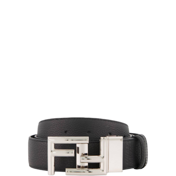 FD'S BLACK LEATHER BELT WITH FD SILUVER BUCKLE 40MM