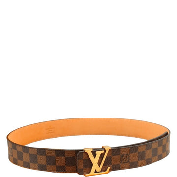 LUV INITIALS 40MM REVERSIBLE BROWN BELT GOLD BUCKLE