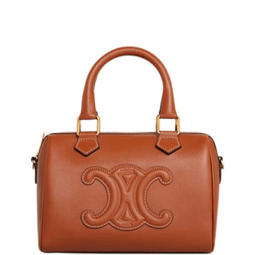 CE  SMALL BOSTON BAG IN SMOOTH CALFSKIN WITH CUIR TRIOMPHE BROWN