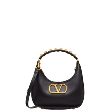 VLA STUD SIGN CALFSKIN HOBO BAG IN BLACK 1W2B0K69EIM0NO