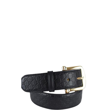 GG CALFSKIN MONOGRAM BLACK BELT GOLD METAL 4CM