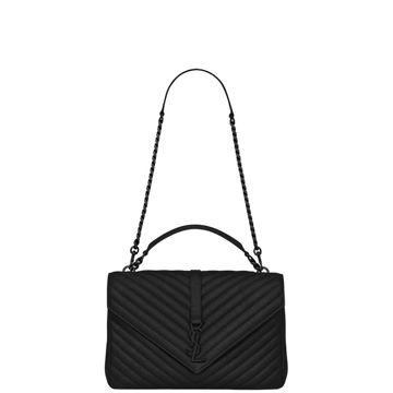 SAINT LAURENT COLLEGE LARGE CHAIN BAG BLACK TONE HARDWARE 32CM