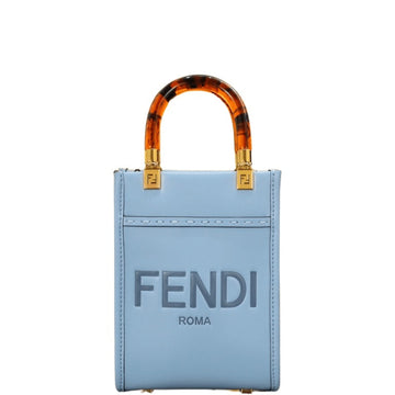 FD MINI SUNSHINE SHOPPER BLUE LEATHER BAG 18CM