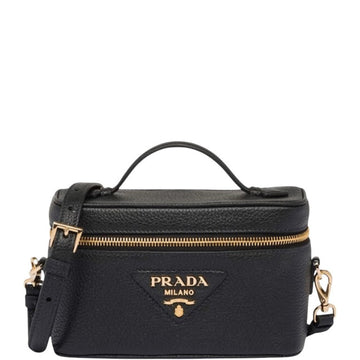 PR MINI BLACK LEATHER BAG 18CM