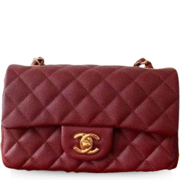 CHL CLASSIC HANDBAG GOLD TONED HARDWARE BURGUNDY