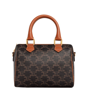 CE  SMALL BOSTON CUIR TRIOMPHE IN TRIOMPHE CANVAS AND CALFSKIN TAN