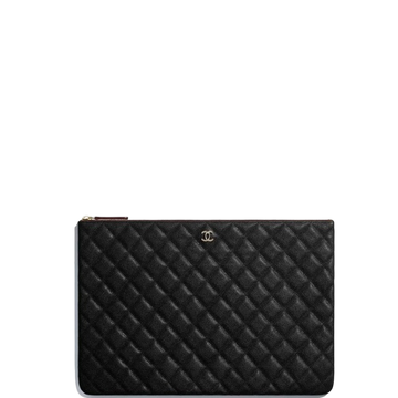 CHL POUCH CLASSIC BLACK LEATHER CLUTCH A82545