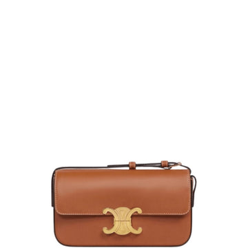 CE TRIOMPHE SHOULDER BAG IN SHINY CALFSKIN BROWN