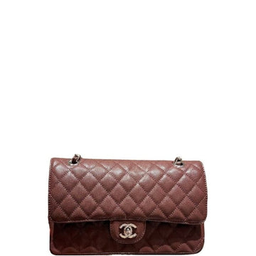 CHL MEDIUM CLASSIC FLAP BAG SILVER HARDWARE BROWN 26CM A01113