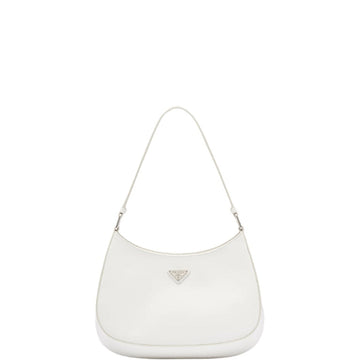 PR CLEO BRUSHED LEATHER SHOULDER BAG WHITE 27CM