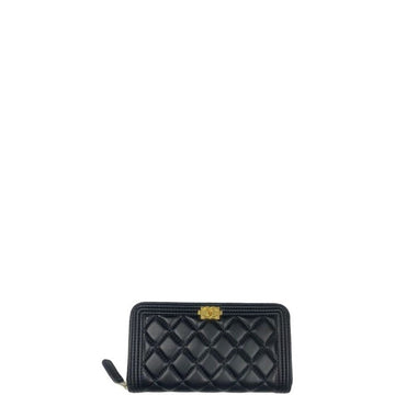CHL BOY LONG ZIPPED WALLET WITH GOLD HARDWARE BLACK 19.4CM