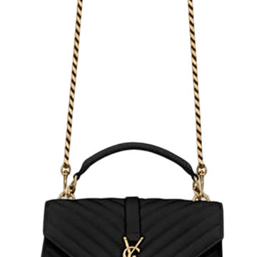 SAINT LAURENT COLLEGE MEDIUM CHAIN IN QUILTED LEATHER BLACK GOLD