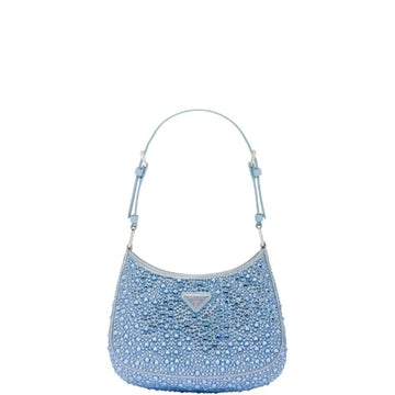PR CLEO SATIN BAG WITH CRYSTALS BLUE 1BC169 2AWL F0076 V HOO
