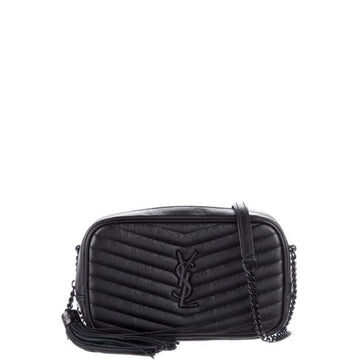 SAINT LAURENT LOU CAMERA BAG IN QUILTED LEATHER BLACK 18CM