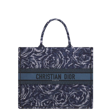 DIR LARGE BOOK TOTE BLUE ROSES EMBROIDERY 42CM M1286ZRVG M928