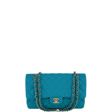 CHL CLASSIC MEDIUM LAMBSKIN FLAP DARK TURQUOISE CAVIAR AND GOLD 25CM
