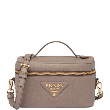 PR MINI CLAY GREY LEATHER BAG 18CM