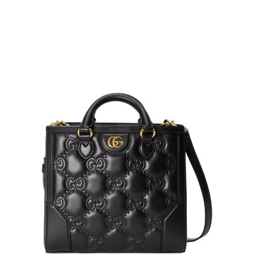 GG MATELASSE MINI TOP HANDLE BAG 25CM BLACK E728309 UM8HG 1046
