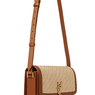 SAINT LAURENT SOLFERINO MEDIUM SATCHEL BEIGE AND BROWN 23CM