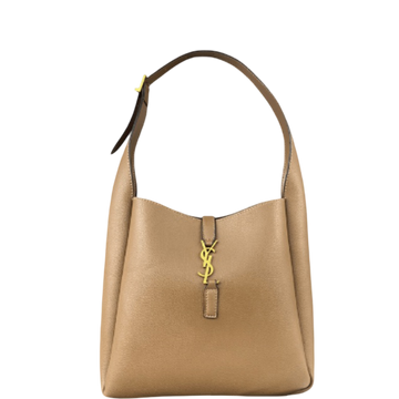 SAINT LAURENT LE 5 A 7 SOFT SMALL HOBO BAG IN SMOOTH LEATHER BROWN