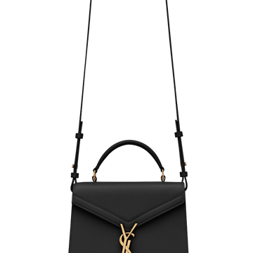 SAINT LAURENT CASSANDRA MEDIUM TOP HANDLE IN GRAIN DE POUDRE EMBOSSED FOG LEATHER 24CM