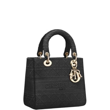 DIR 24CM LADY D LITE BAG BLACK CANNAGE EMBROIDERY
