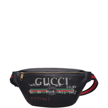 GG BLACK LOGO PRINT MEDIUM BELT BAG