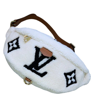 LUV BUMBAG MONOGRAM TEDDY FLEECE WHITE