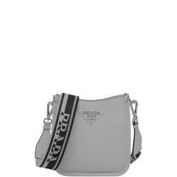 PR LEATHER MINI SHOULDER BAG GREY 20CM