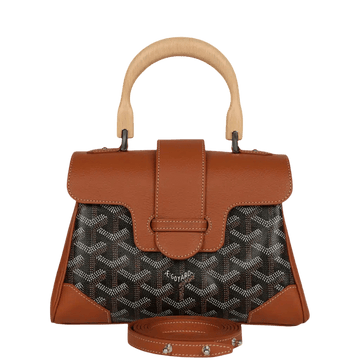 GY SAIGON SOUPLE MINI BAG GYINE CANVAS BLACK AND BEIGE 25CM