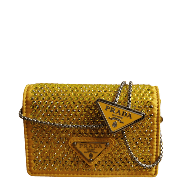 PR CARDHOLDER WITH SHOULDER STRAP AND CRYSTALS PLATINUM COLOR 13CM 1MR024 2AWL F0522