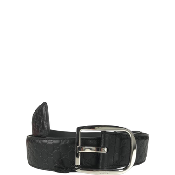 GG CALFSKIN MONOGRAM BLACK BELT SILVER METAL 4CM