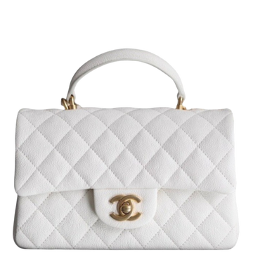 CHL MINI FLAPBAG WITH TOP HANDLE WHITE