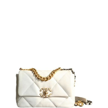 CHL 19 FLAP BAG WHITE 32CM