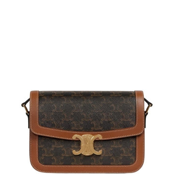 CE CLASSIQUE TRIOMPHE BAG IN TRIOMPHE CANVAS AND CALFSKIN TAN 22CM