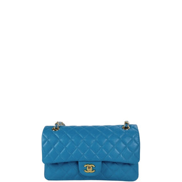 CHL CLASSIC MEDIUM LAMBSKIN FLAP BAG BLUE GOLD 25CM