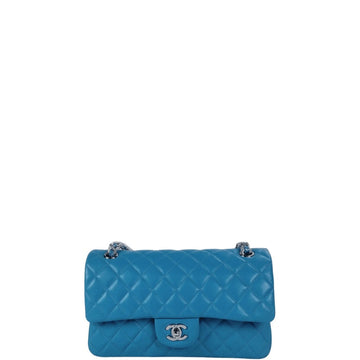 CHL CLASSIC MEDIUM LAMBSKIN FLAP BAG BLUE SILVER 25CM