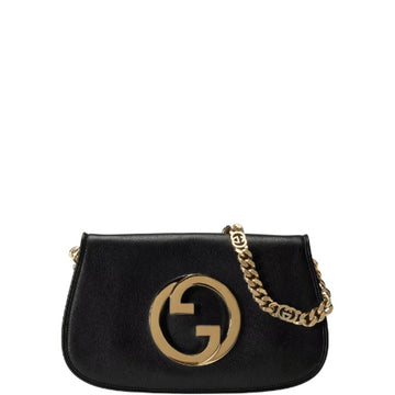 GG BLONDIE SHOULDER BAG BLACK LEATHER 28CM