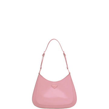 PR CLEO GLOSSY LEATHER SHOULDER BAG WITH FLAP PINK 30CM