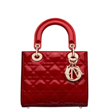 DIR SMALL LADY CHERRY RED  CANNAGE CALFSKIN 17CM