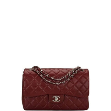 CHL MEDIUM CLASSIC FLAP BAG SILVER HARDWARE BURGUNDY 25CM