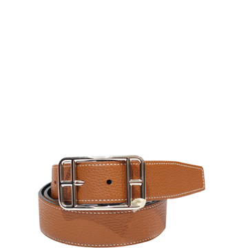 HM QUENTIN REVERSIBLE BELT BROWN RECTANGLE BUCKLE 32MM
