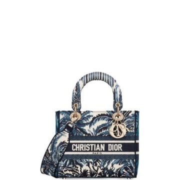 DIR MEDIUM LADY D-LITE BAG BLUE TREES PALMS EMBROIDERY 24CM